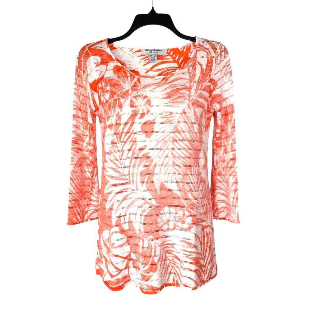 Tommy Bahama Women's Size XXS Coral Palms Breathable Knit Boatneck Top Coastal